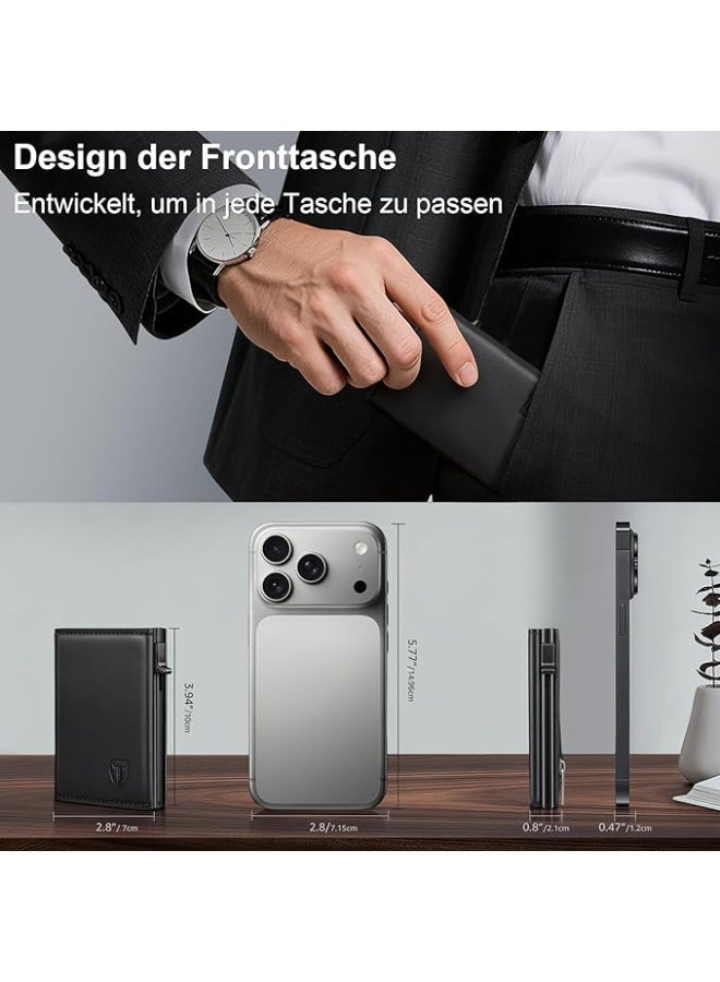 محفظة رجالية نحيفة مع جيب عملات معدنية وحماية RFID محفظة جلدية مع 8 فتحات بطاقات بتصميم مدمج - Image 1